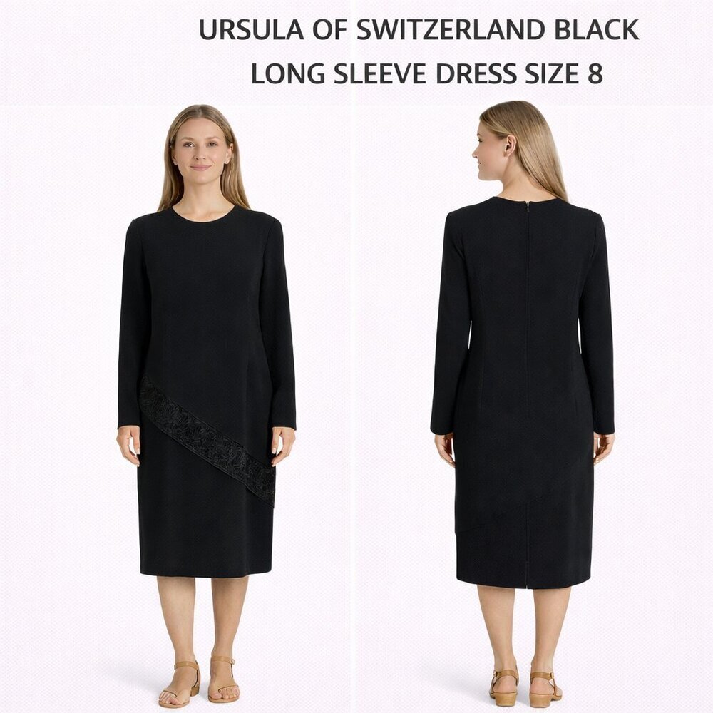 Ursula of Switzerland Black Long Sleeve Dress Size 8